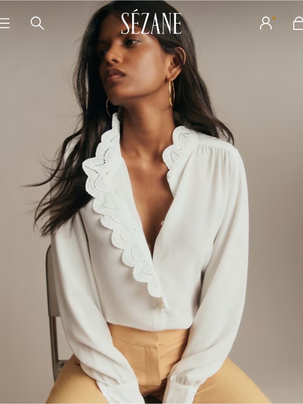 Sezane CHLO SHIRT- Ecru